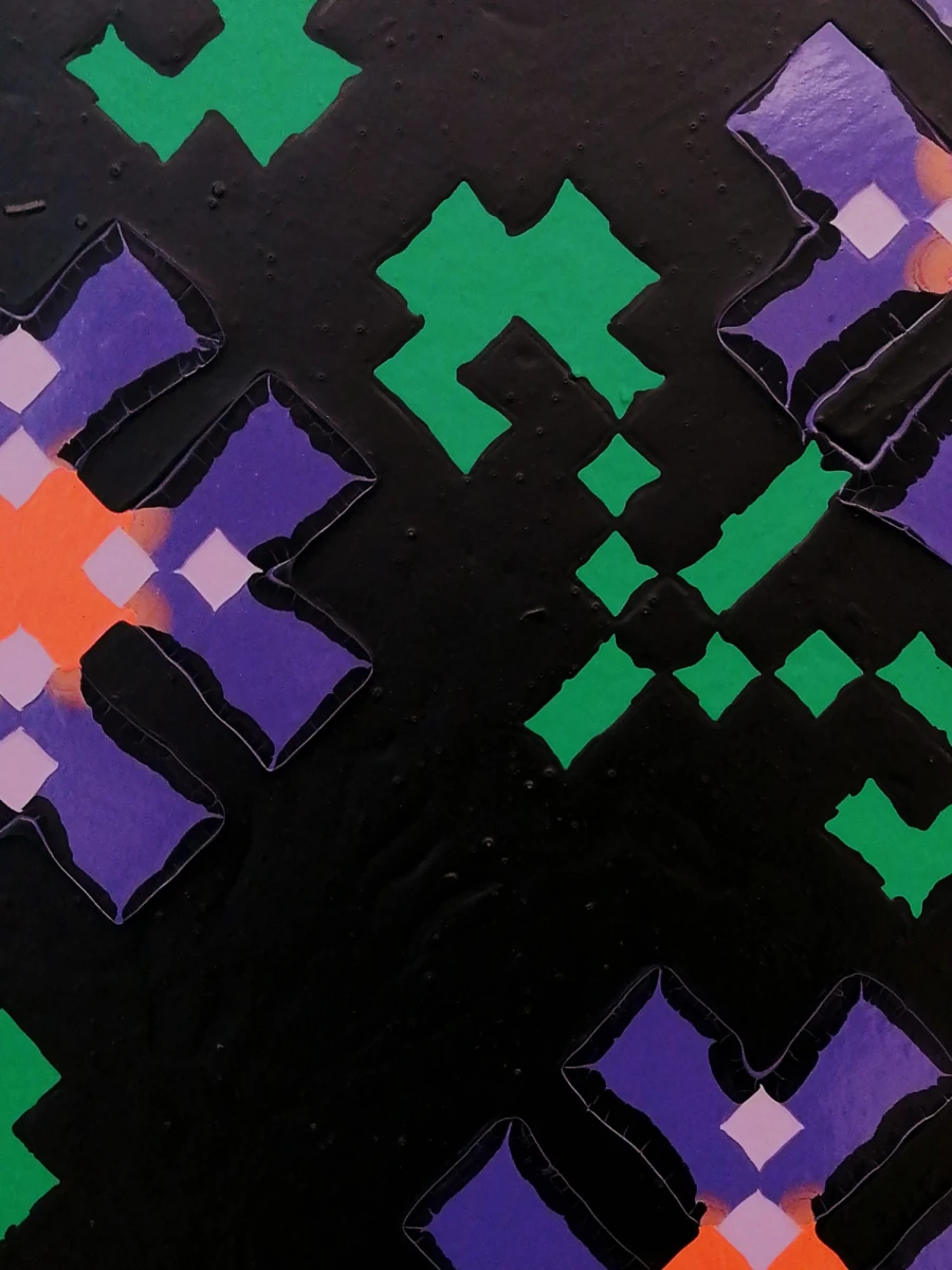 Karina Bisch, Les Fleurs Diagonales, 2023, 50 cm x 50 cm, peinture acrylique sur toile