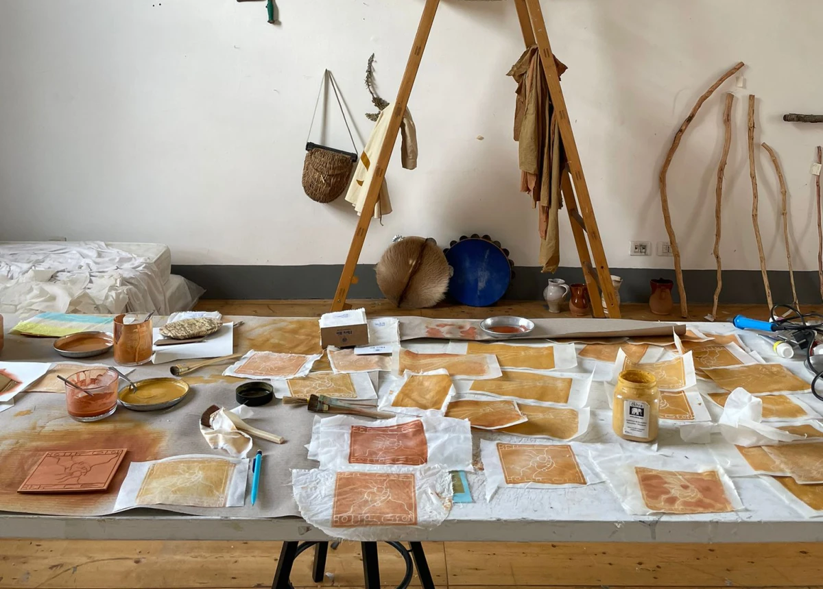 Photo de l’atelier d’Hélène Bertin à la Villa Medicis, Rome, juin 2024.<br />
© Sébastien Desplat