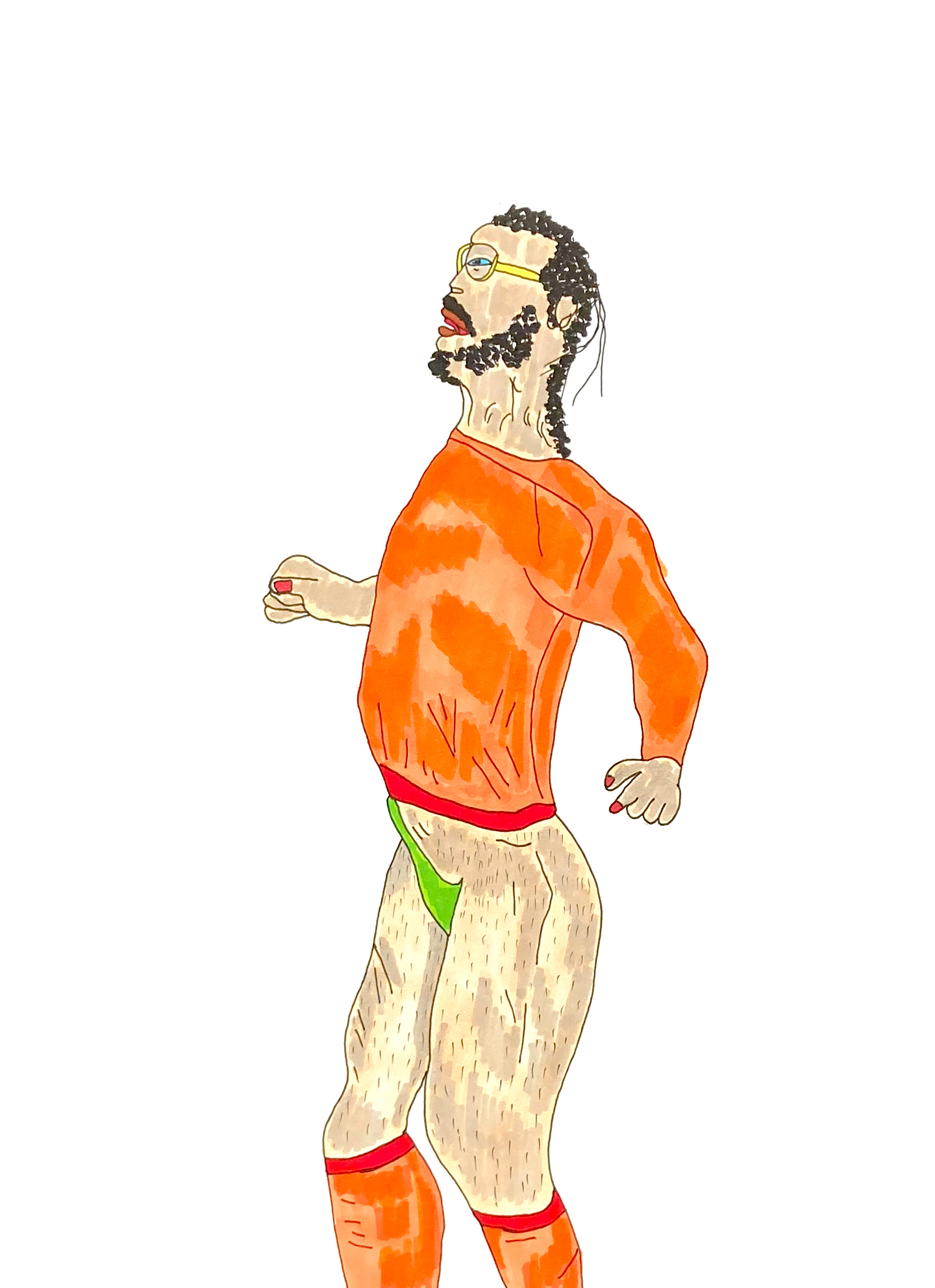 *Sans titre 3*, feutre sur  papier, 32x24cm, Benistri et  Semiramoth, 2021