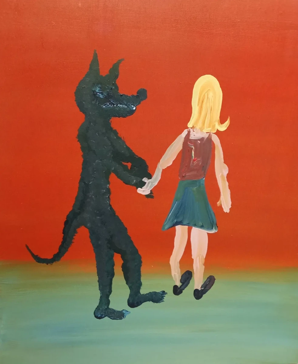 Thomas Boulmier, <em>Le petit chaperon rouge</em>, huile sur bois, 60x50cm, 2025 ©Thomas Boulmier