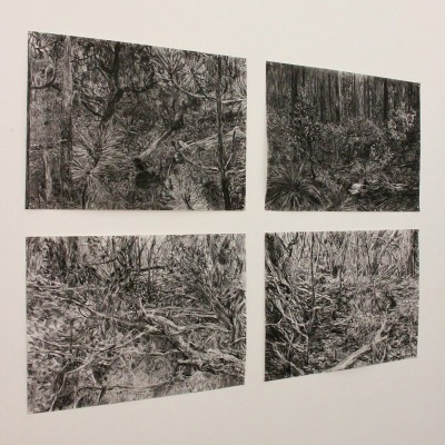 Olivier Dautais, Série *Six approches des confins,* fusain sur papier coton, 2019 © Galerie La Nave Va