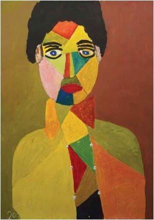 Umberto Gervasi, *Donna con colori*, 2016, 70x50 cm, Galerie Polysémie