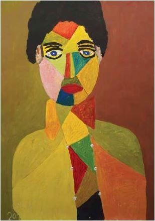 Umberto Gervasi, *Donna con colori*, 2016, 70x50 cm, Galerie Polysémie