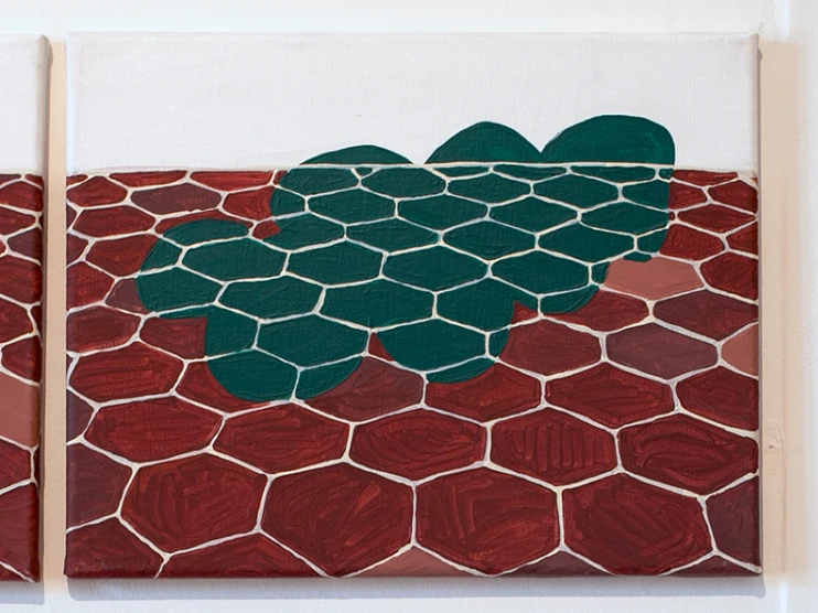 Artiste de la collection Clémentine Carsberg, Gisements 2020<br />
10 peintures acryliques 24x30 cm<br />
©Justine Gabriel