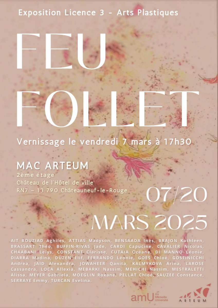 <em>Affiche de l’expo des L3 arts plastiques composée par les étudiant.es</em>