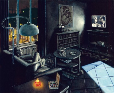 Sergio Ceccotti,
*Notte d'insonnia*, 2004 Oil on canvas  81 × 100 cm ©.Riccardo Ragazzi