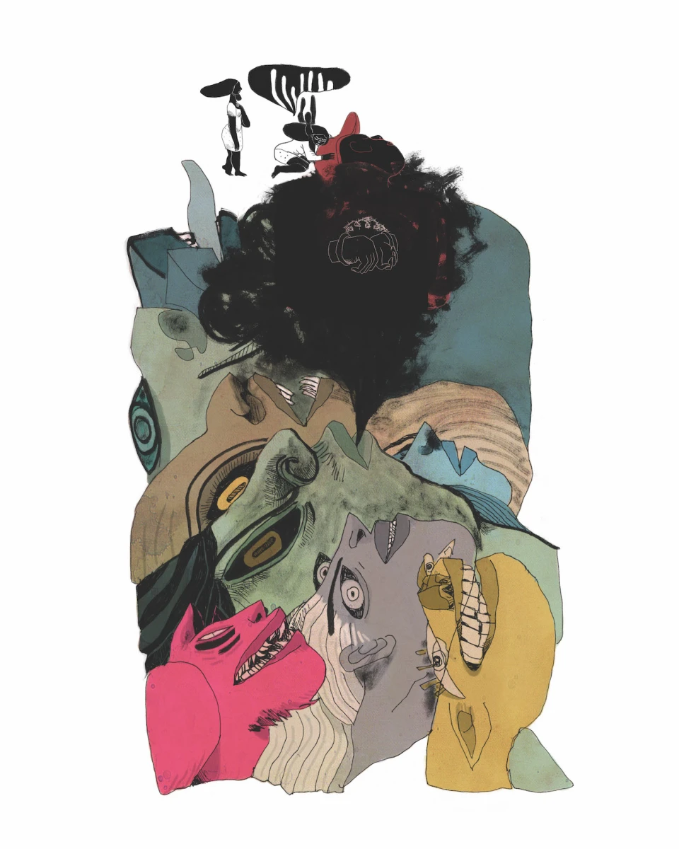 Maya Mihindou, <em>Respire</em>, extrait d’une série de planches sur le deuil de Assa Traoré publiées dans la revue Linus, Italie, 2018.