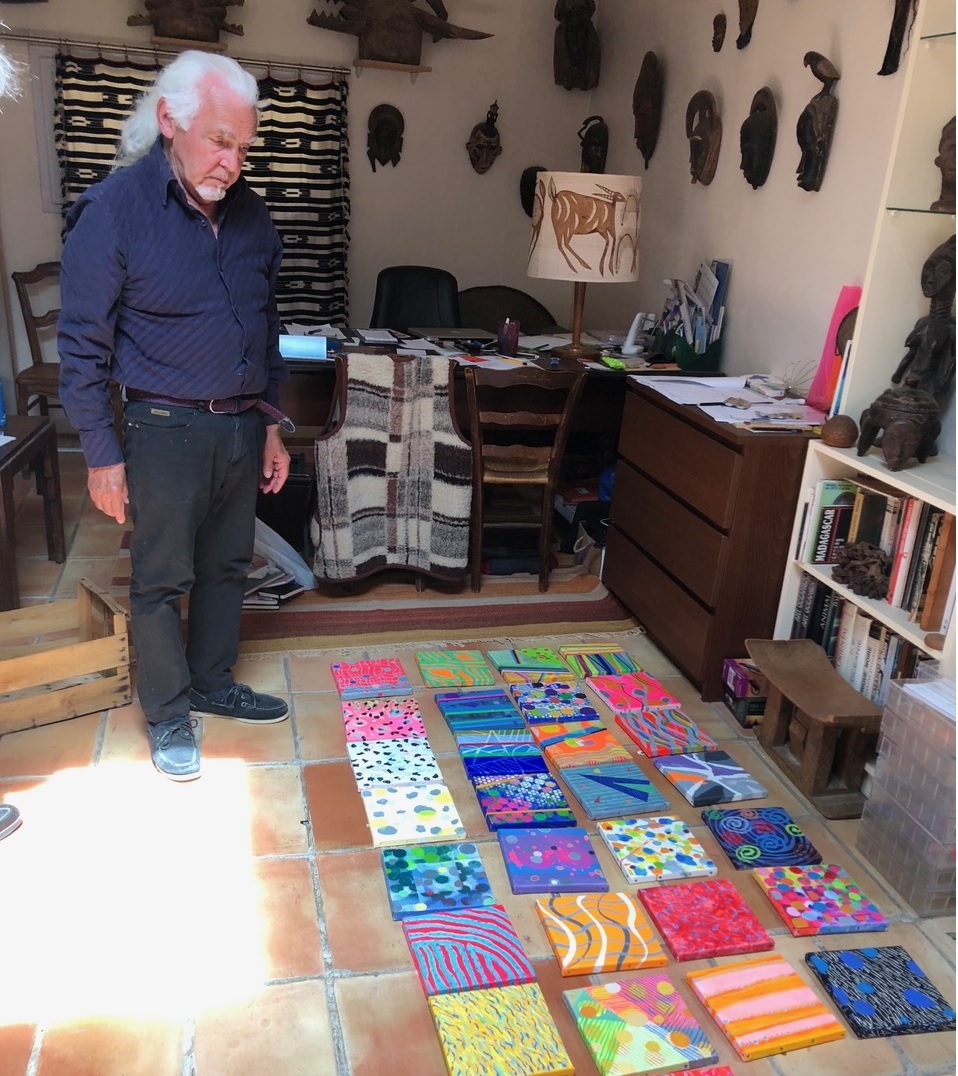 Jean-Claude Le Gouic, work in progress, 20x20, dans son atelier à Aix en Provence, 
05- 2024