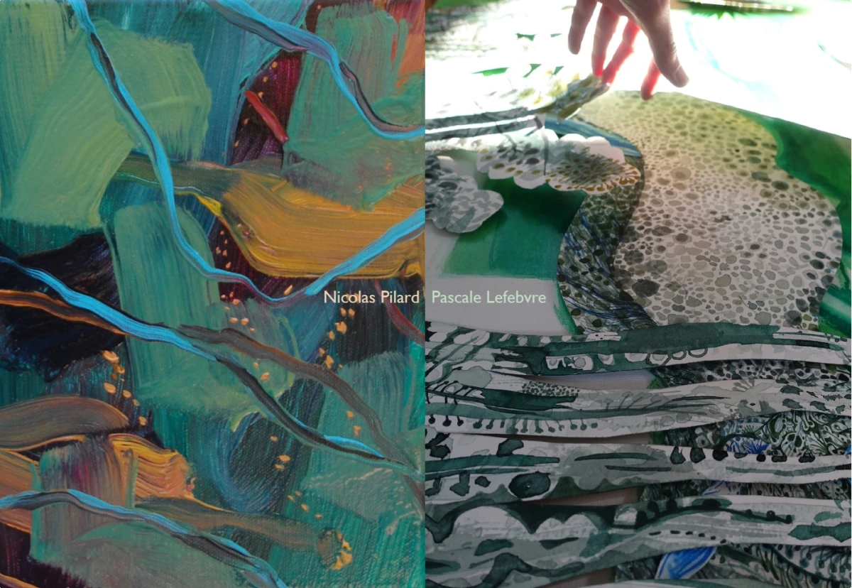 Nicolas Pilard, <em>ST1</em>, huile sur toile, 24x18cm, 2021.crédit photo NP.<br />
Pascale Lefebvre, <em>La main verte</em>, encre sur papier, 2022, crédit photo PL.