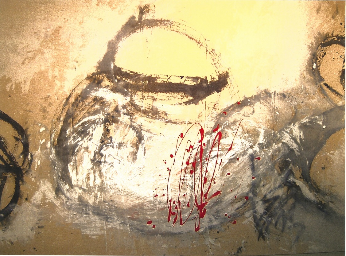 Valentina Piredda, de la série *le temple d'Eléonore*, acrylique, pastel, encre sur toile de lin, 240x260 cm